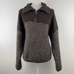 Oversized Varley Willard Half Zip Knit Sweater in Coffee Bean